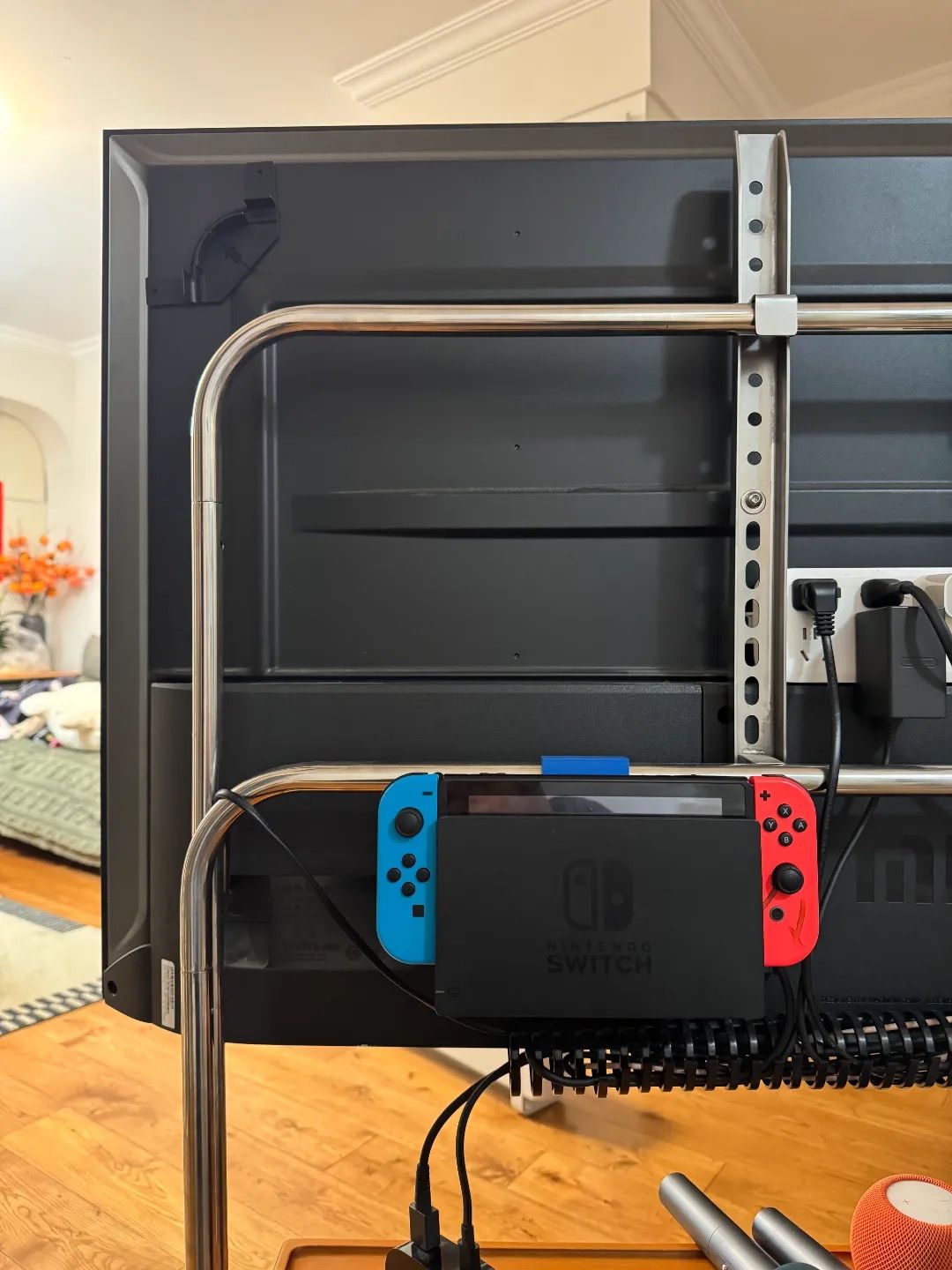 Switch game console mount for mobile TV stands