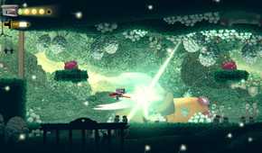 Screenshot from The Perfect Pencil video game of character in combat in lush green environment