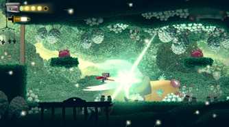 Screenshot from The Perfect Pencil video game of character in combat in lush green environment