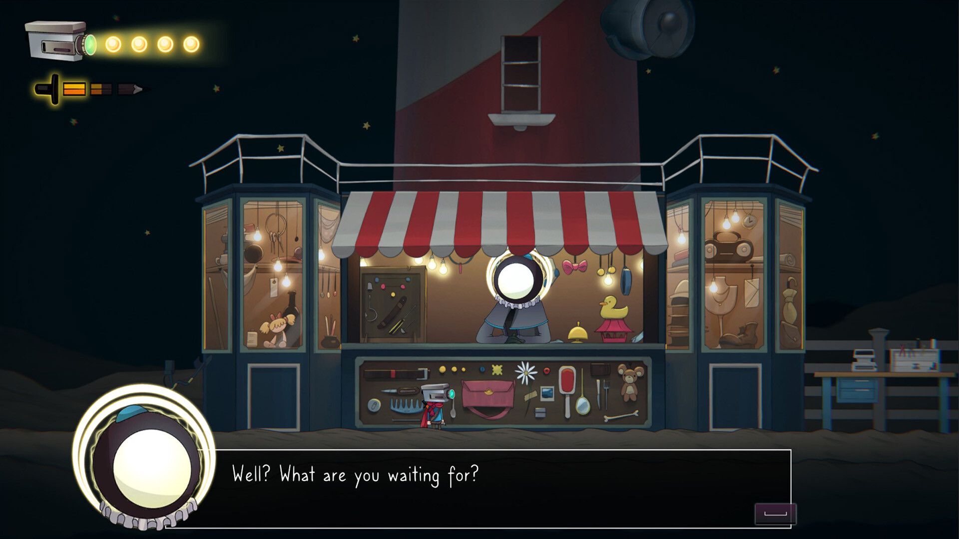 Screenshot from The Perfect Pencil video game of carnival shop