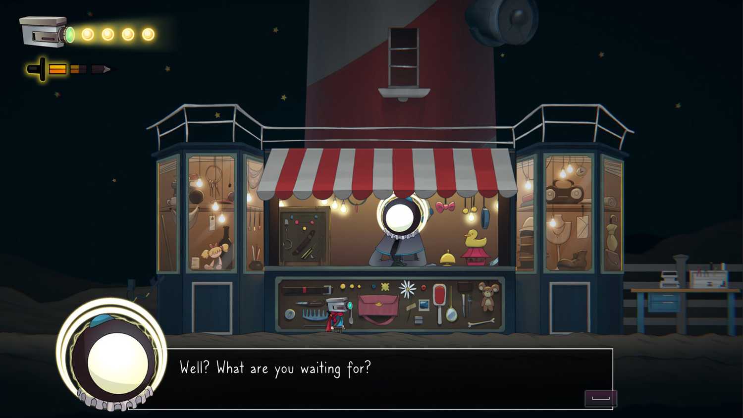 Screenshot from The Perfect Pencil video game of carnival shop