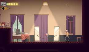Screenshot from The Perfect Pencil video game of character fighting man with flute