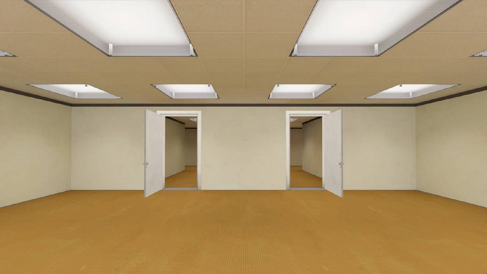 A screenshot from Stanley choosing to go to the left or right door