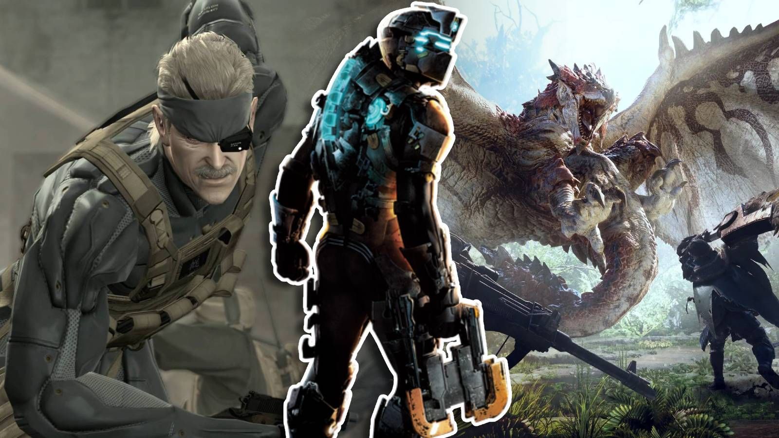 Old Snake, Isaac, and a hunter all together representing some of PlayStation's hardest trophies