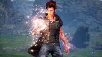 Screenshot from Undefeated: Genesis video game of man looking at his arm and veins glowing.