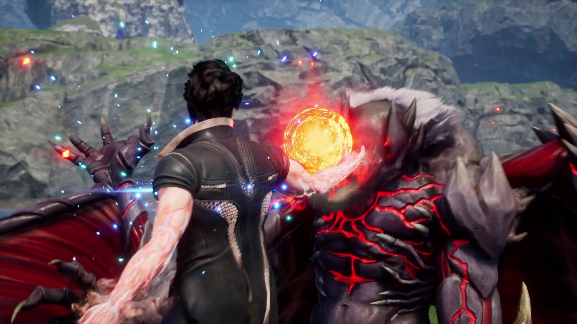 Screenshot from Undefeated: Genesis video game of man and a winged demon fighting.