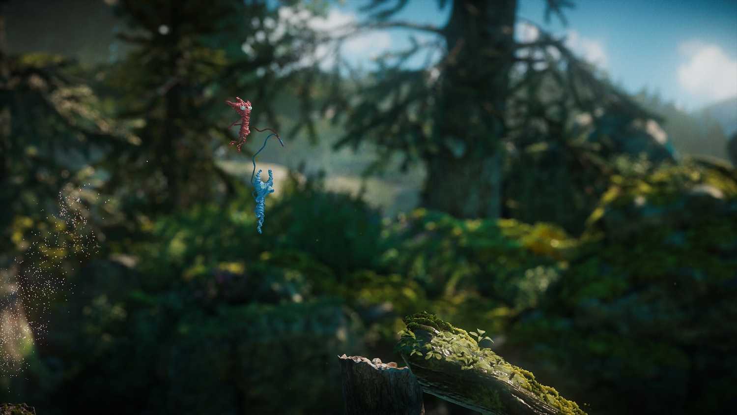 Two Yarnys attached and jumping in Unravel Two