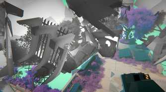 A screenshot from the game Viewfinder, showing multiple art styles and colors visually colliding.