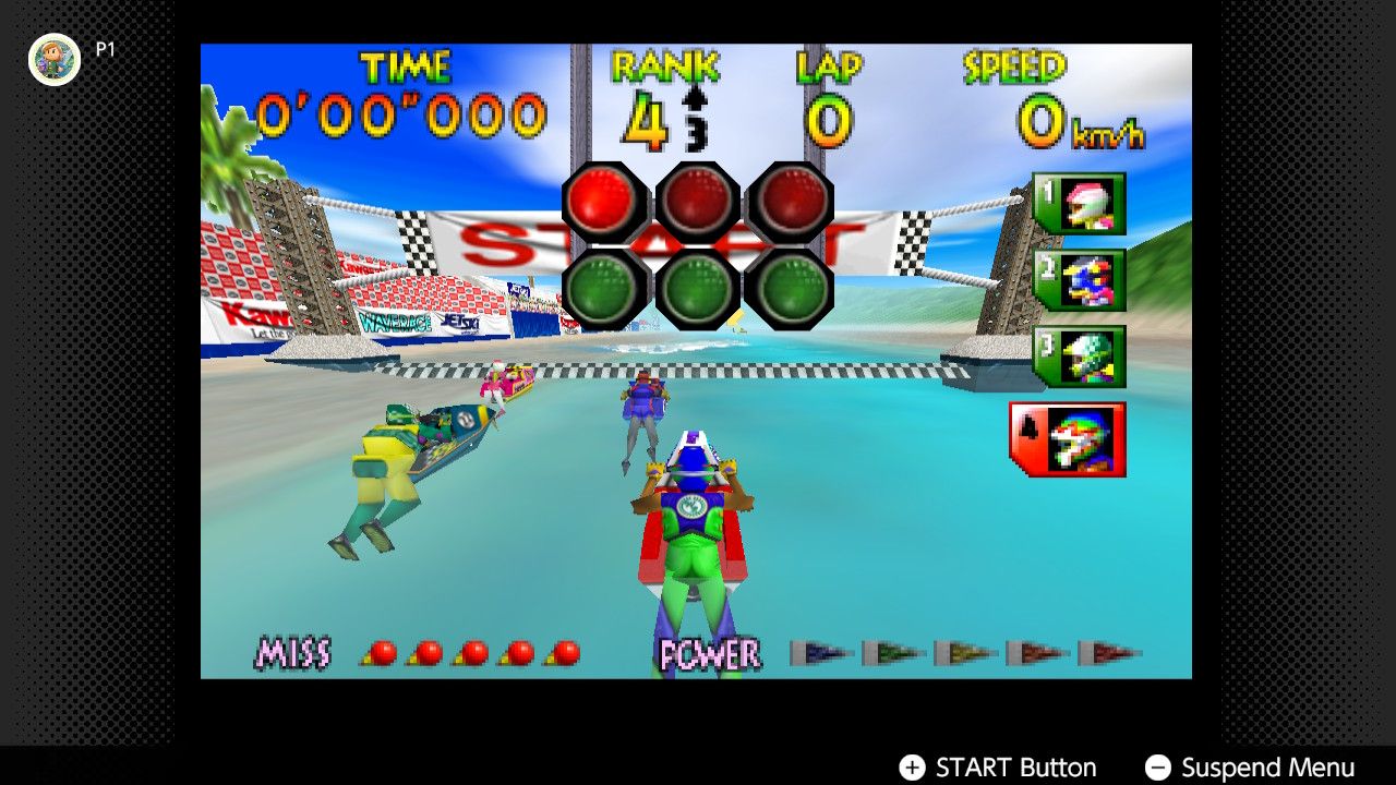 Screenshot of Wave Race 64 running on the Nintendo Switch