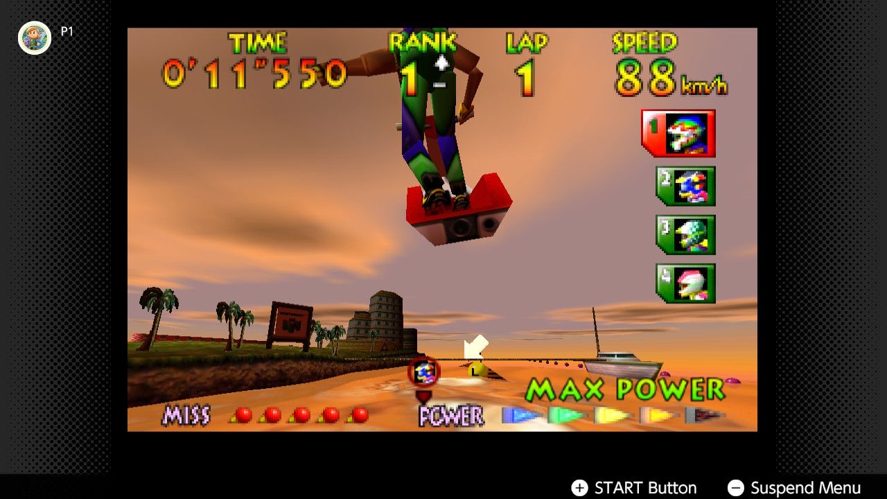 Screenshot of Wave Race 64 running on the Nintendo Switch