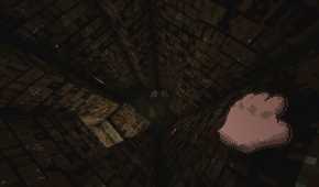 Screenshot from White Knuckle video game of character holding onto ledge while looking down