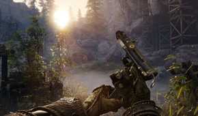 Screenshot from Witchfire video game of player character reloading pistol.