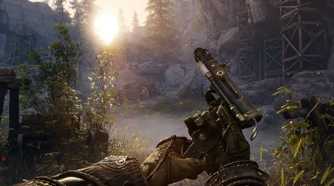 Screenshot from Witchfire video game of player character reloading pistol.