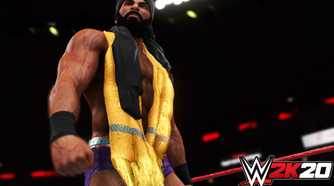 WWE superstar Jinder Mahal wearing a gold scarf