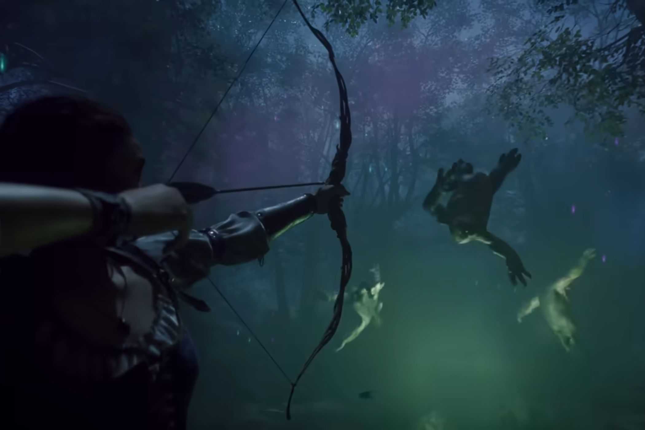 Fable woman shooting bow at goblin