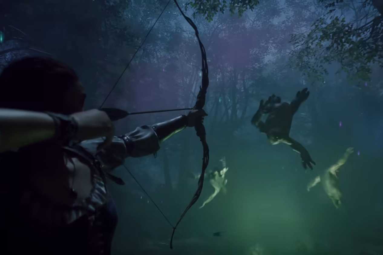 Fable woman shooting bow at goblin
