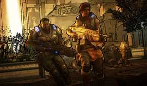 Gears of War soldiers lined in black running