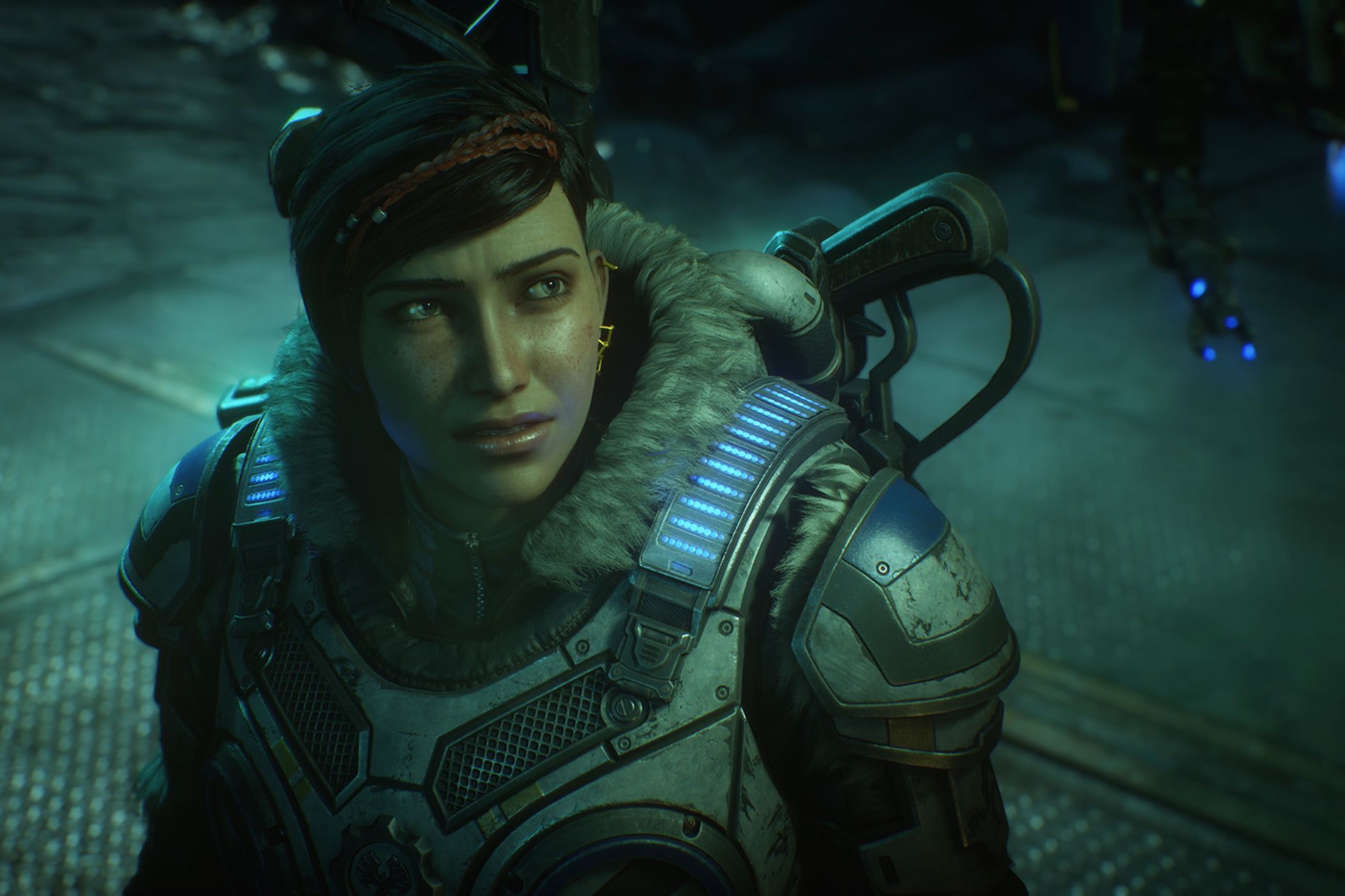 Gears of War female soldier in the dark