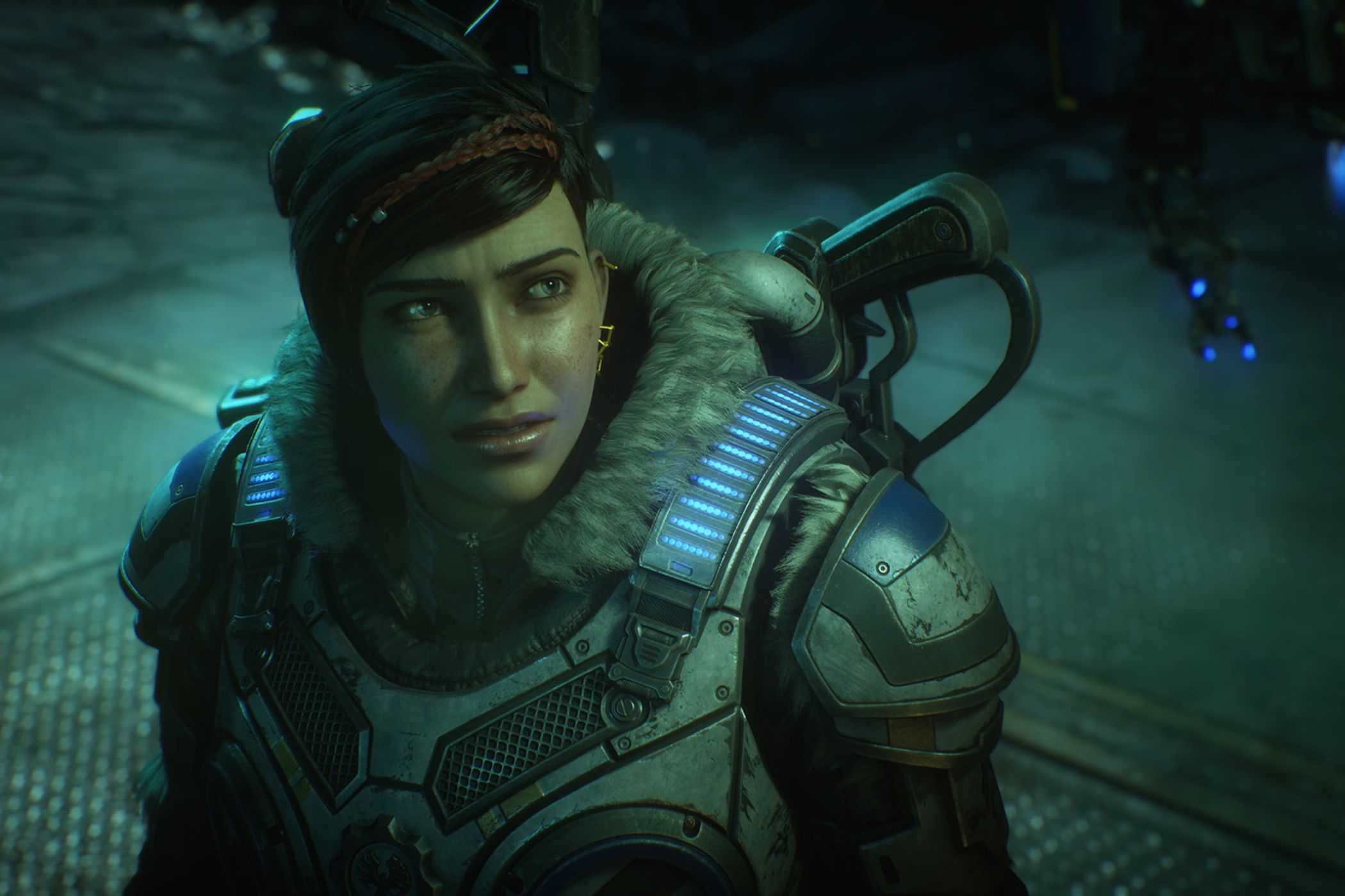 Gears of War female soldier in the dark