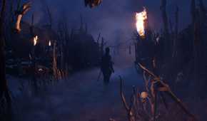 Hellblade 2 Senua walking through boneyard