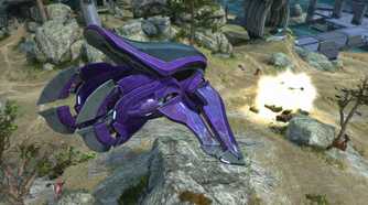 Master Chief Collection Banshee flying over gorge