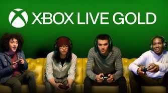 Four people sitting on a gold couch with headphones over their ears and controllers in their hands.
