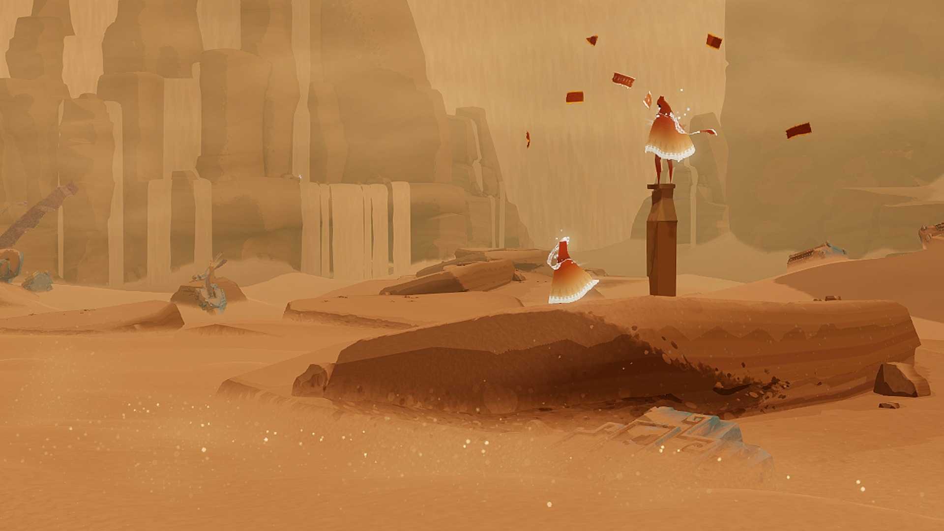 Two players interacting in Journey