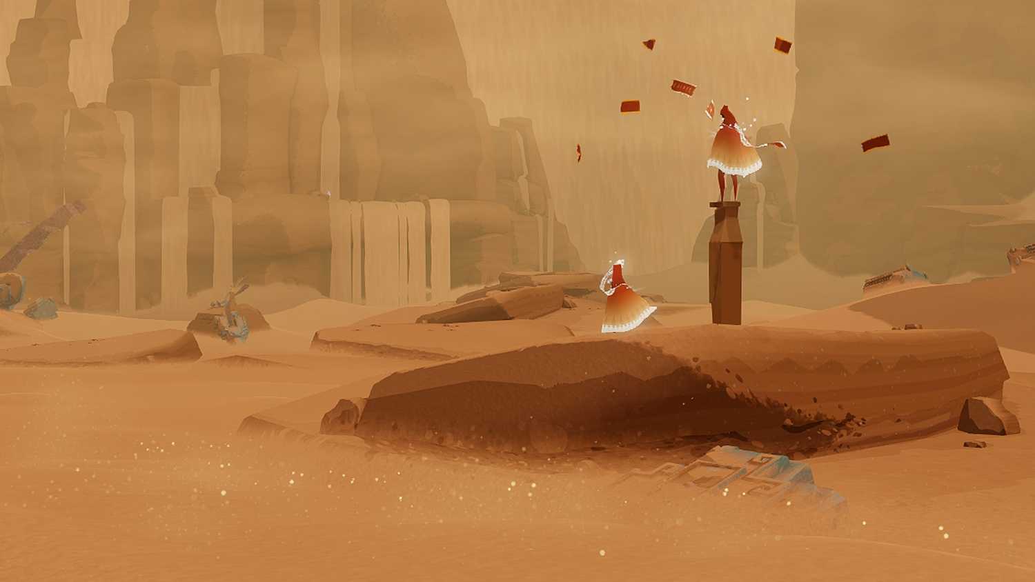 Two players interacting in Journey