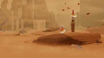 Two players interacting in Journey