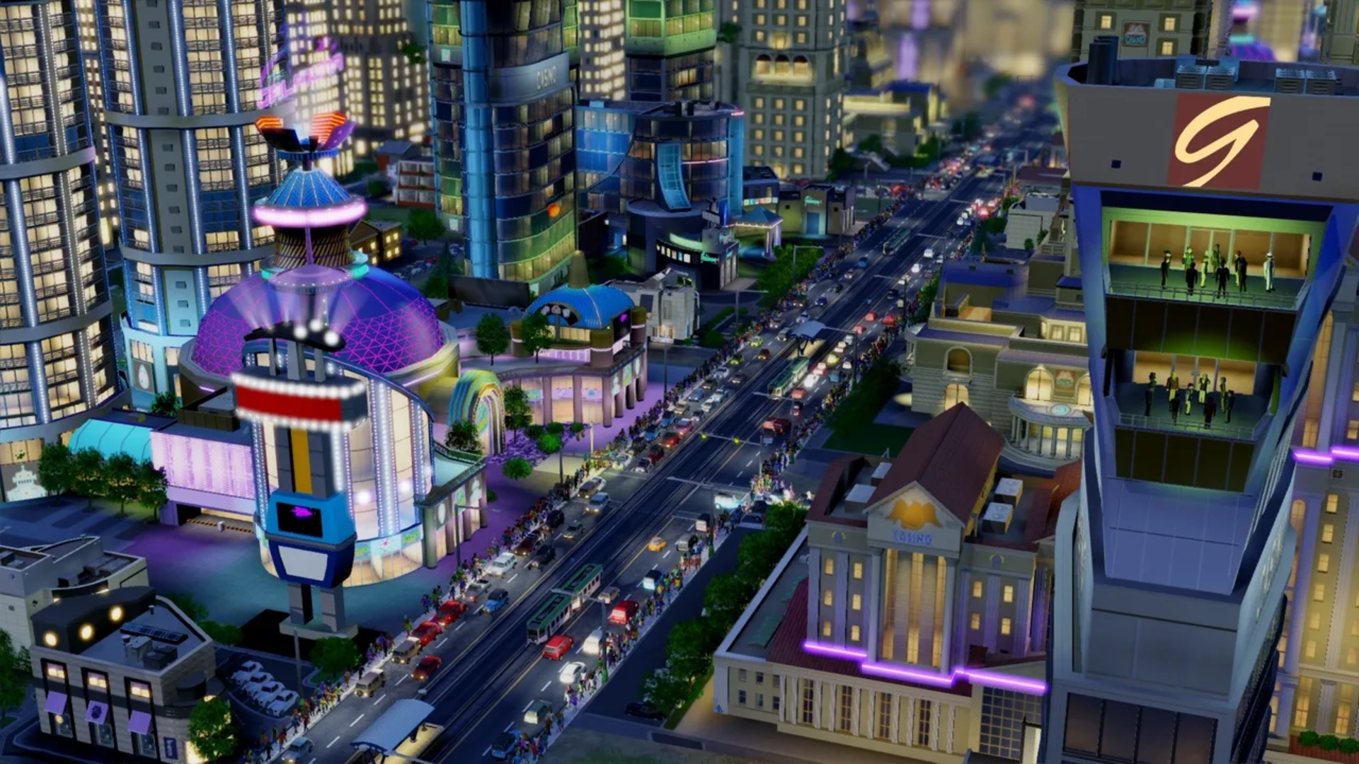A night setting in SimCity
