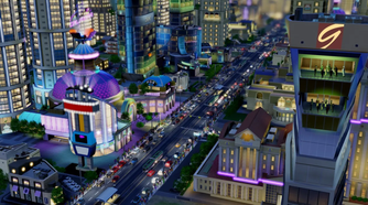 A night setting in SimCity