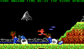enemies attacking the character at night in Ghosts 'n Goblins