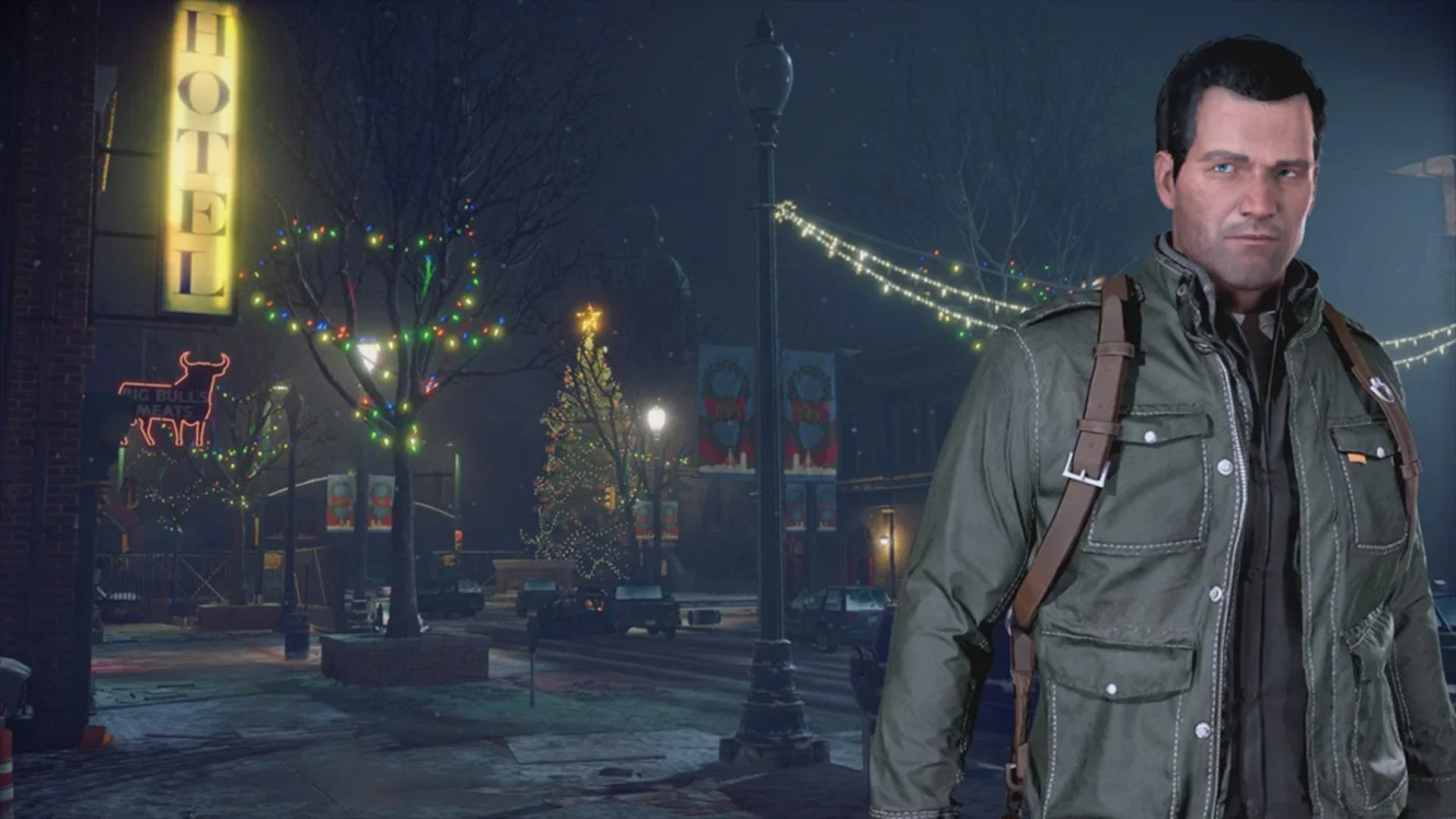 Frank standing with the city behind him