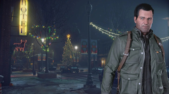Frank standing with the city behind him
