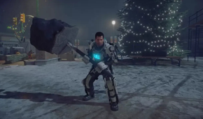 Frank in a full suit of armor