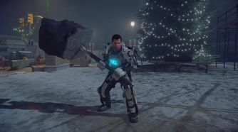 Frank in a full suit of armor