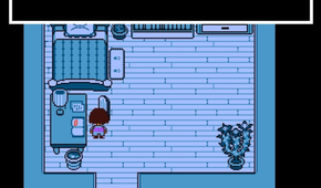 in the bedroom of the main character from Undertale