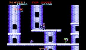 a snowy level in Ghosts 'n Goblins