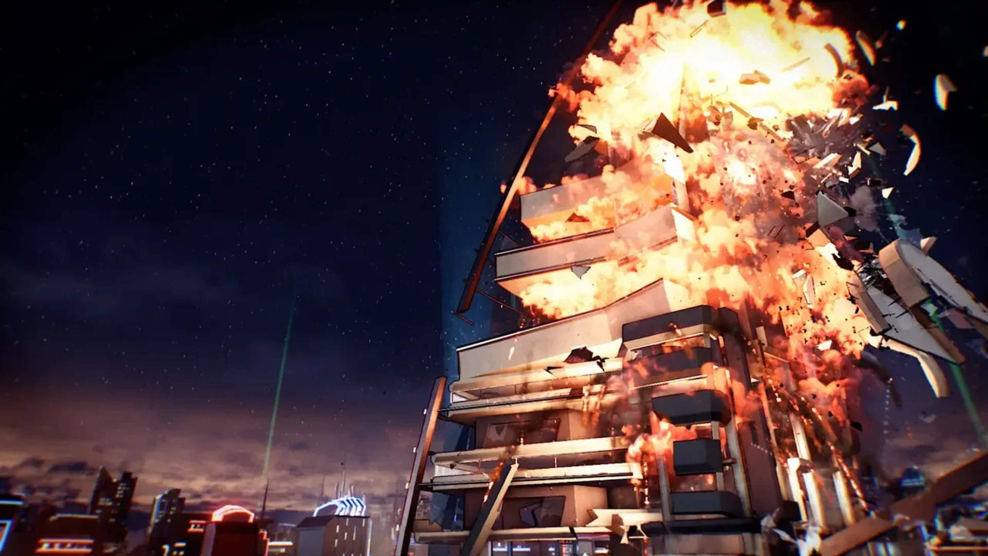 An explosion in a building