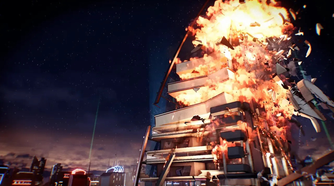 An explosion in a building