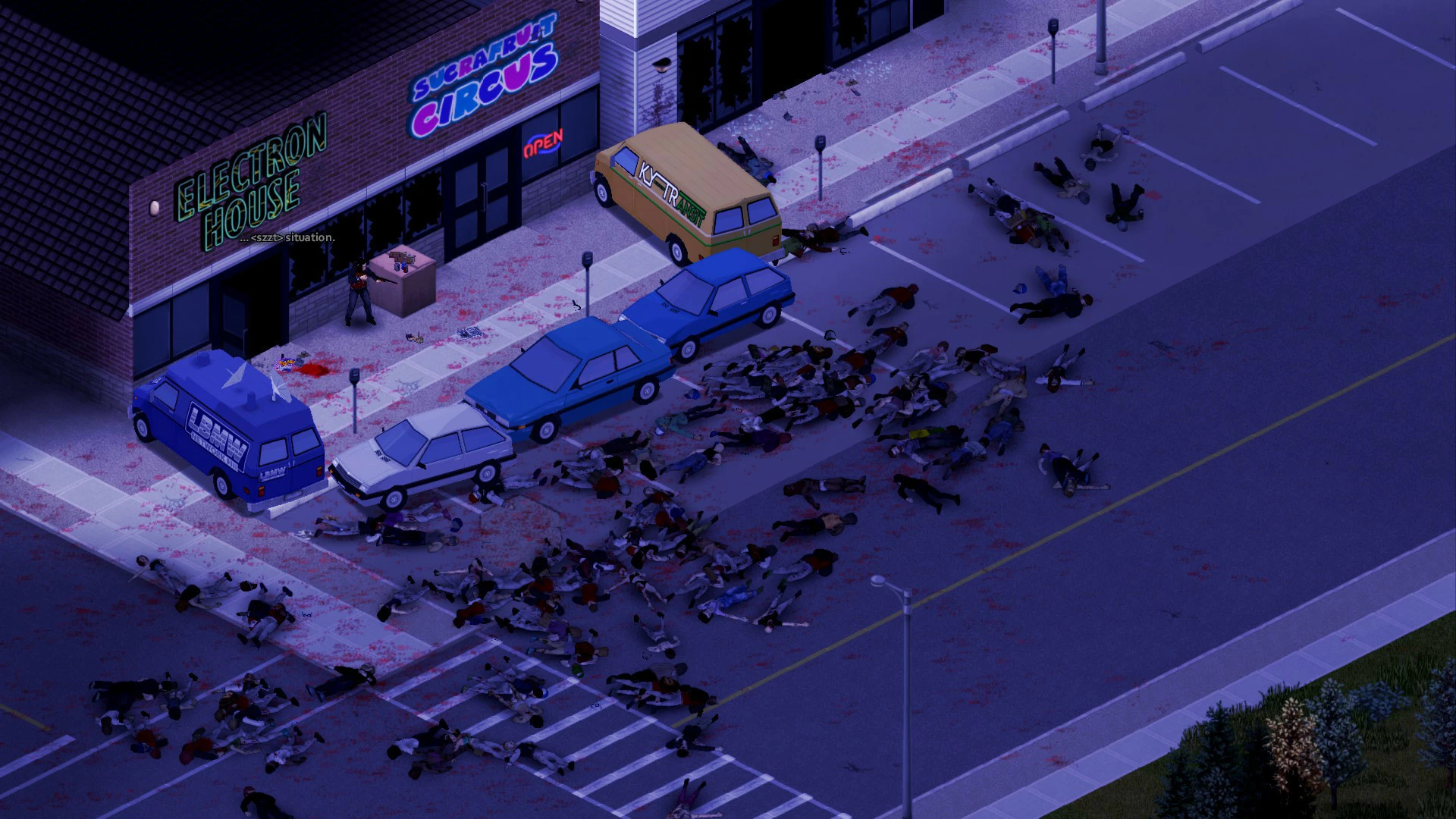 A night scene from Project Zomboid