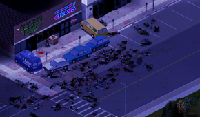 A night scene from Project Zomboid
