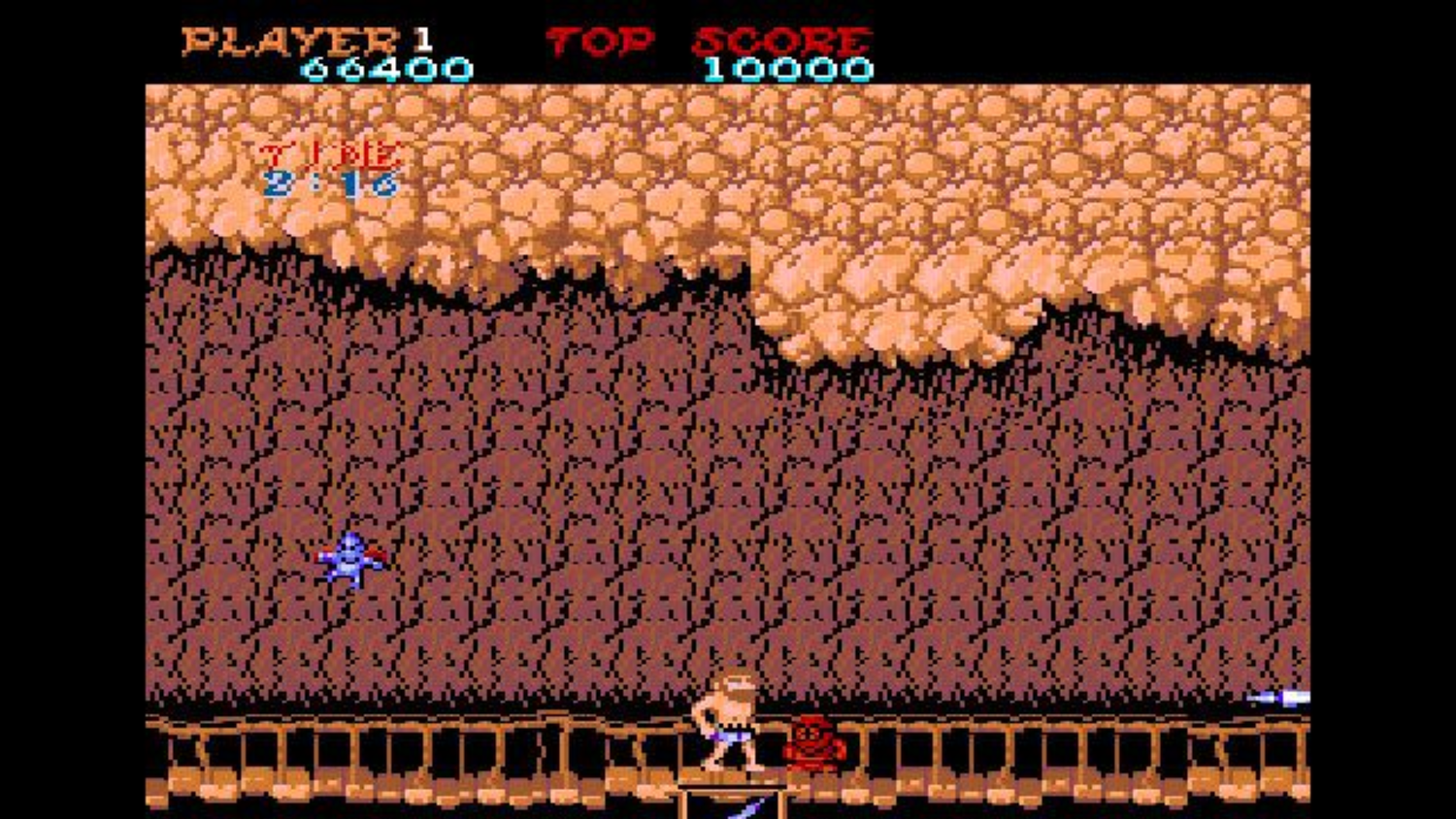 A cave level in Ghosts 'n Goblins