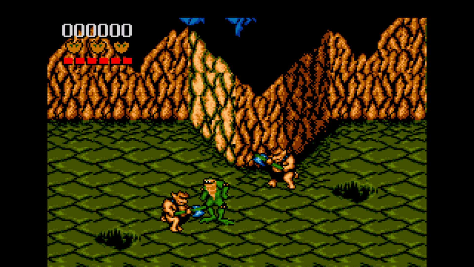 Fighting enemies in Battletoads