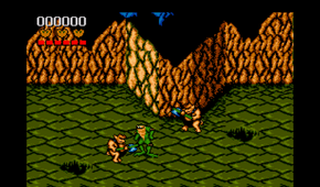 Fighting enemies in Battletoads