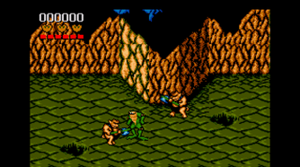 Fighting enemies in Battletoads