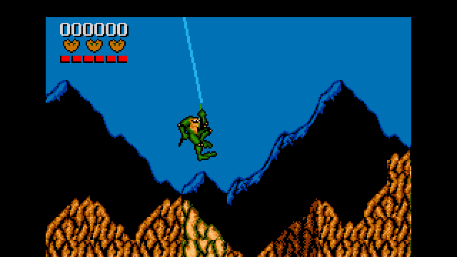 a toad swinging on a rope