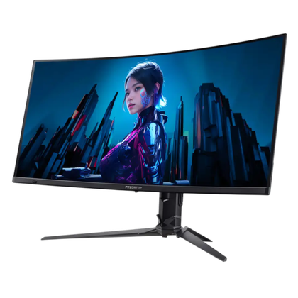 render of acer predator x34 x5 ultrawide monitor seen from a slight angle