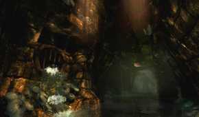 A screenshot from the game Amnesia: The Dark Descent, showing an underground cover with water.
