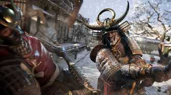 A screenshot from Assassin's Creed Shadows, showing Yasuke, the secondary protagonist of the game, hitting a foe with a heavy weapon.